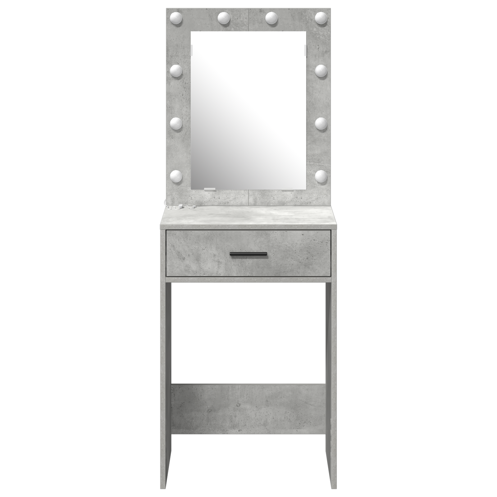 Tavolo da Trucco con Luci LED in Grigio Cemento, 50x41x135 cm