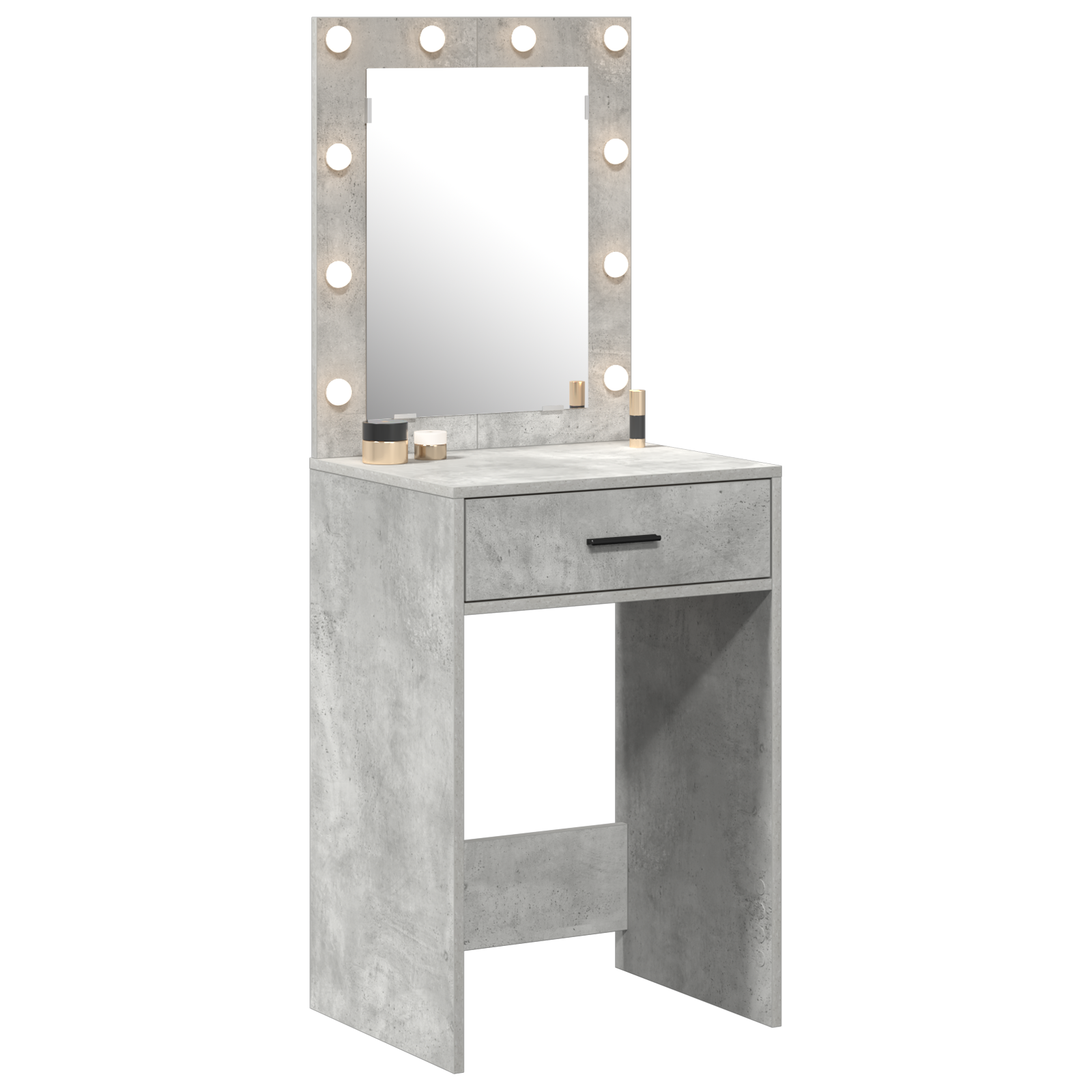 Tavolo da Trucco con Luci LED in Grigio Cemento, 50x41x135 cm