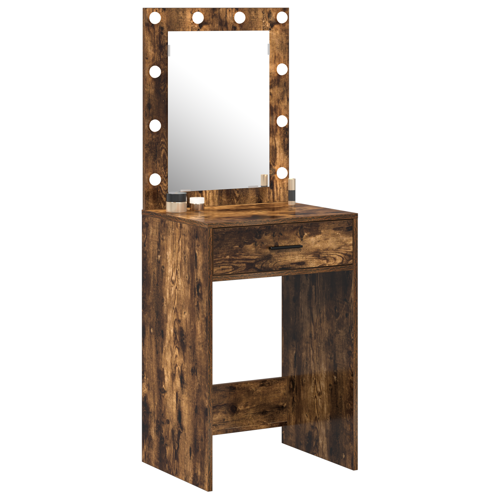 Toeletta con luci LED Rovere Affumicato 50x41x135 cm