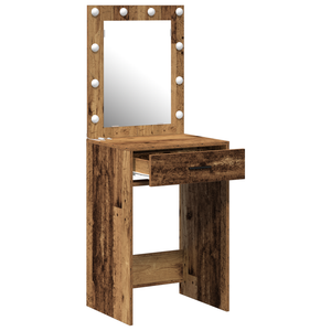 Tavolo da Trucco con Luci LED Legno Antico 50x41x135 cm