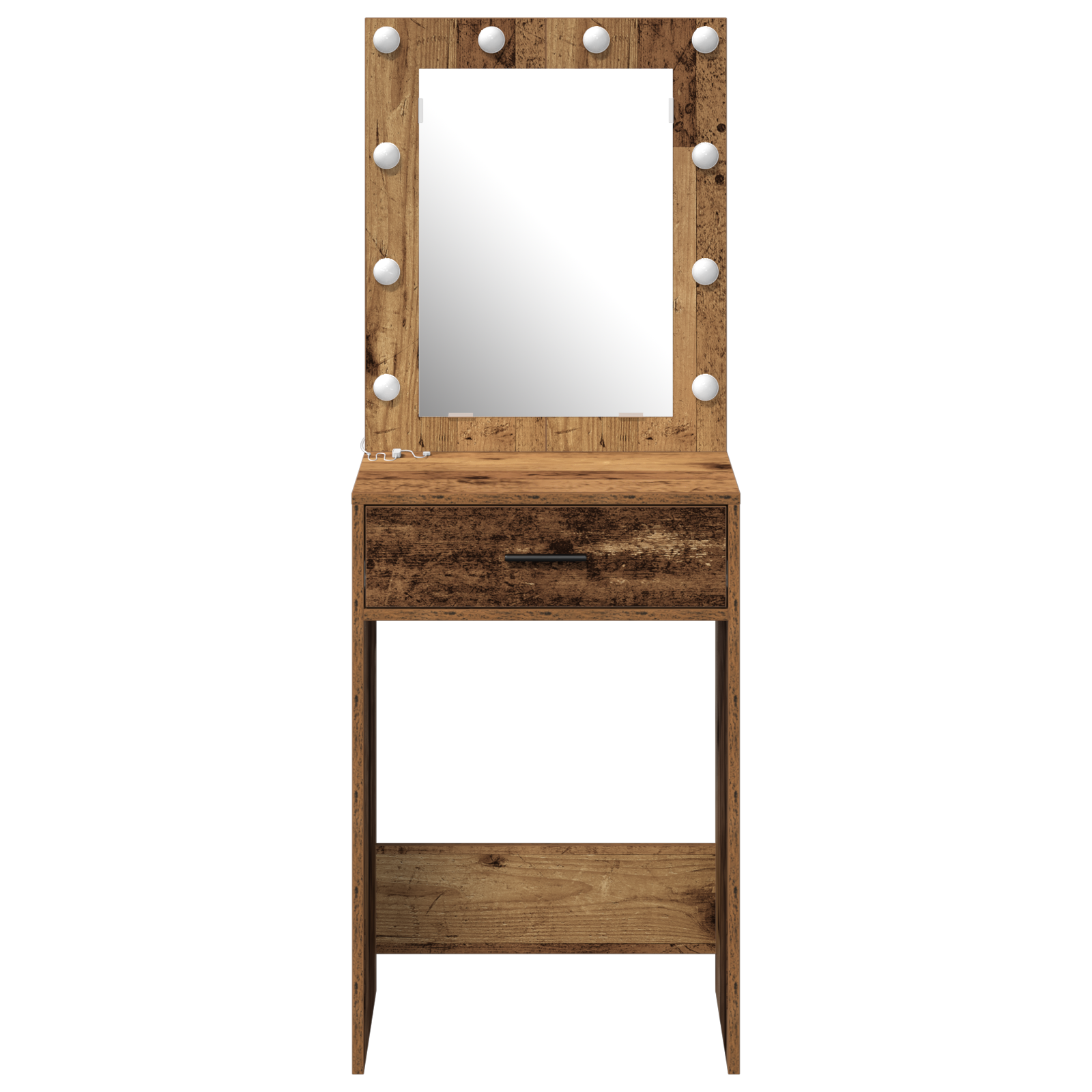 Tavolo da Trucco con Luci LED Legno Antico 50x41x135 cm