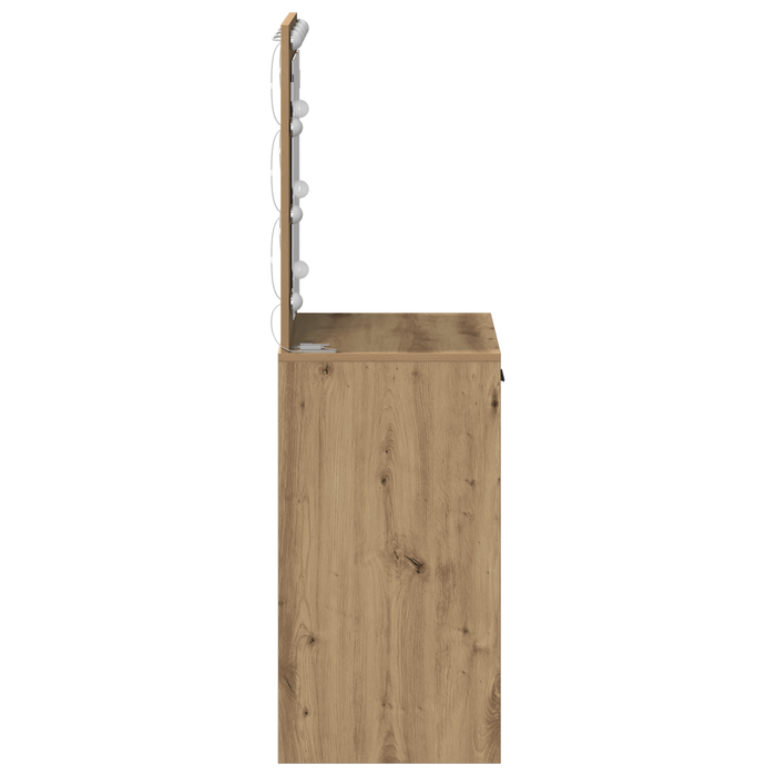 Tavolo toletta con luci LED Rovere artigianale 50x41x135 cm