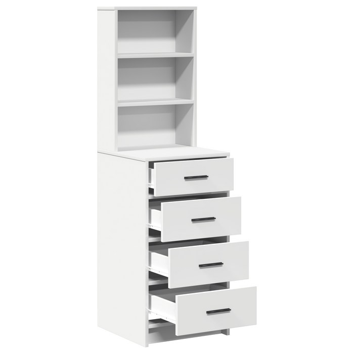 Highboard Bianco 40x41x135 cm in Legno Ingegnerizzato