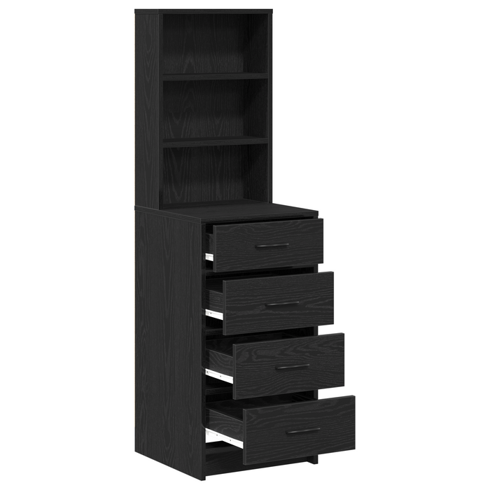 Highboard Nero Quercia 40x41x135 cm Legno ingegnerizzato