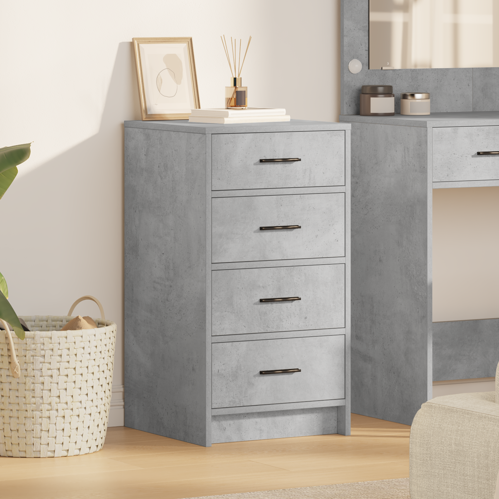 Sideboard Grigio Cemento 40x41x75 cm Legno Ingegnerizzato