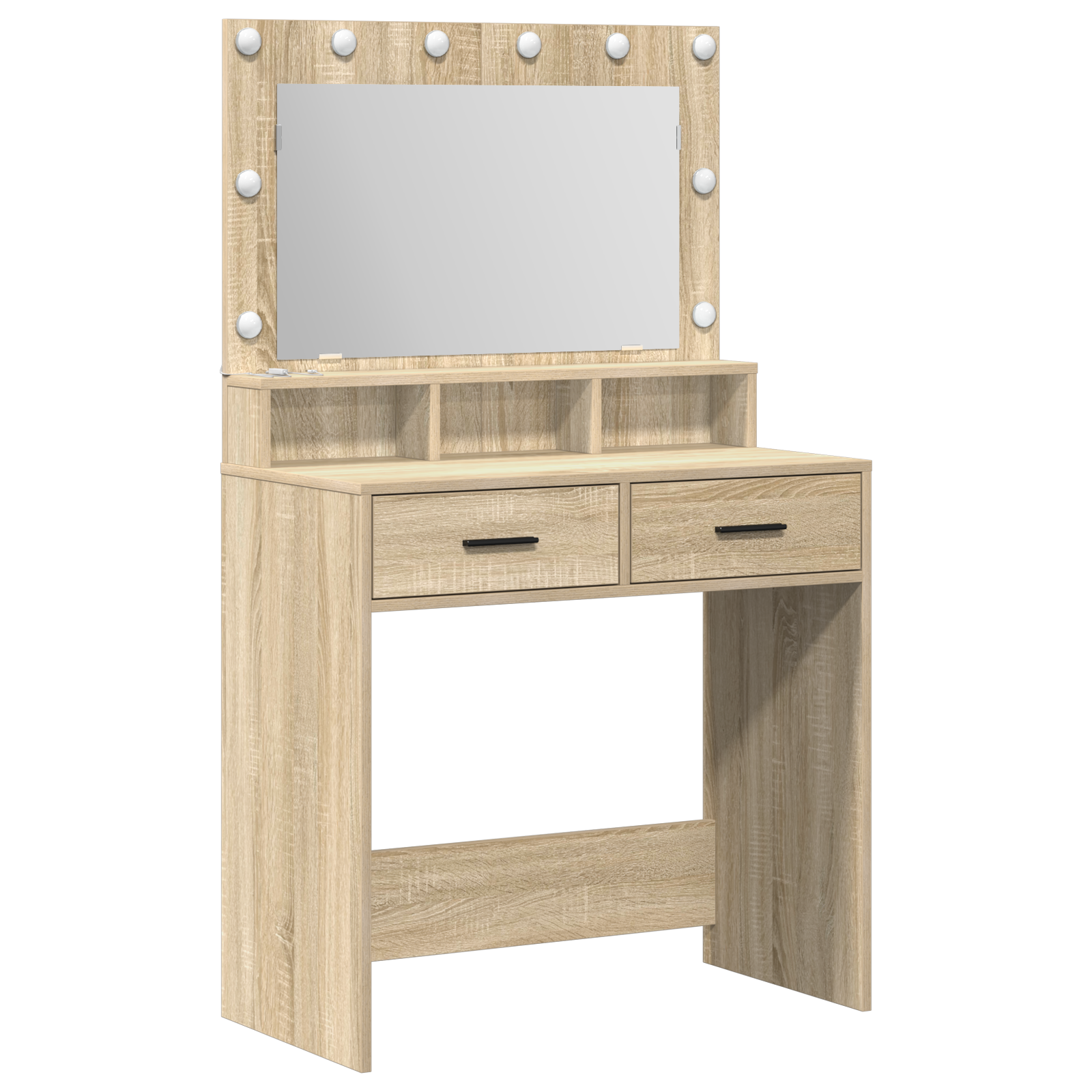 Tavolo da trucco con luci LED in Quercia Sonoma 79x41x135 cm