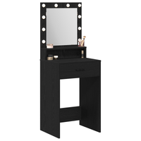 Tavolo da trucco  con luci LED, Nero Oak, 50x41x135 cm