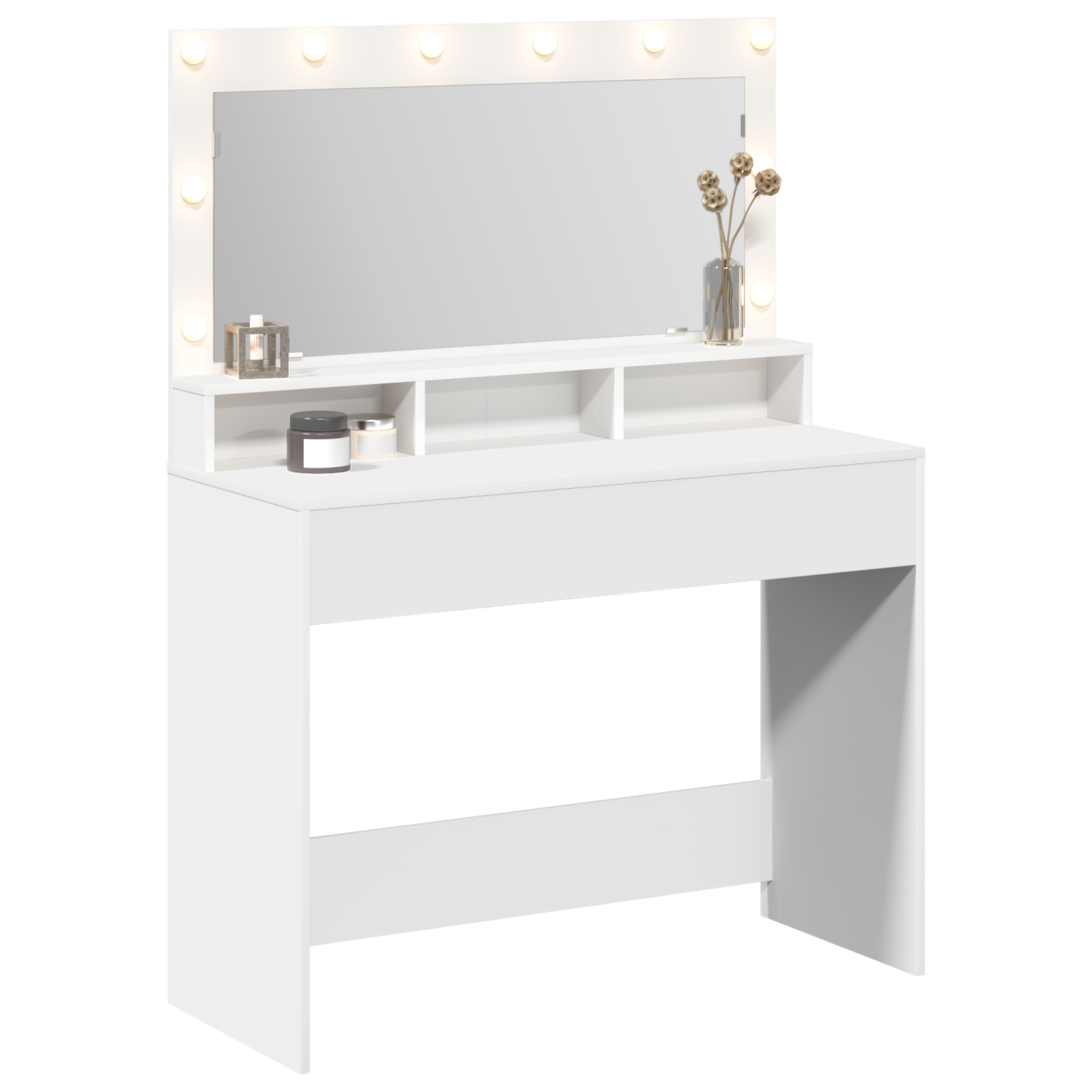 Tavolo da Trucco Bianco con Luci LED - 100x41x135 cm
