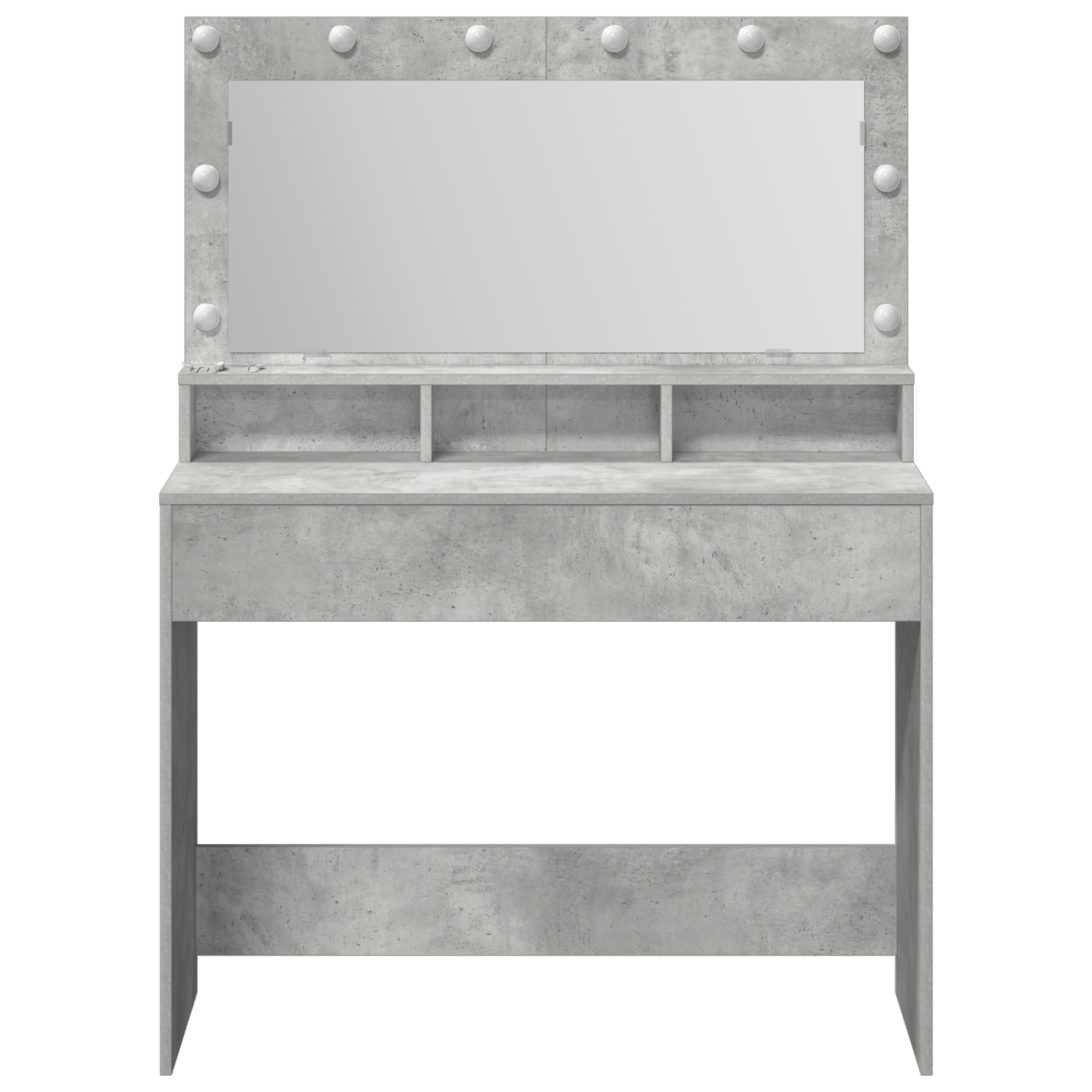 Tavolo da trucco  con luci LED, grigio cemento, 100x41x135 cm