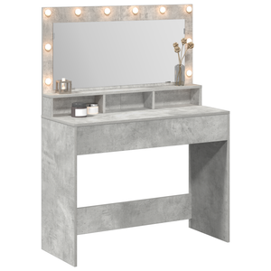 Tavolo da trucco  con luci LED, grigio cemento, 100x41x135 cm