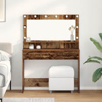 Tavolo da Toeletta con Luci LED - Legno Vintage - 100x41x135 cm