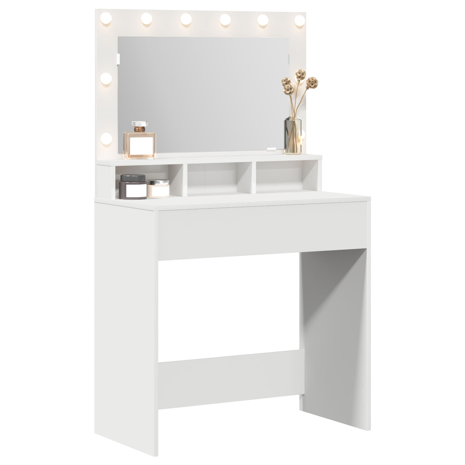 Tavolo da trucco  con luci LED - Bianco 79x41x135 cm