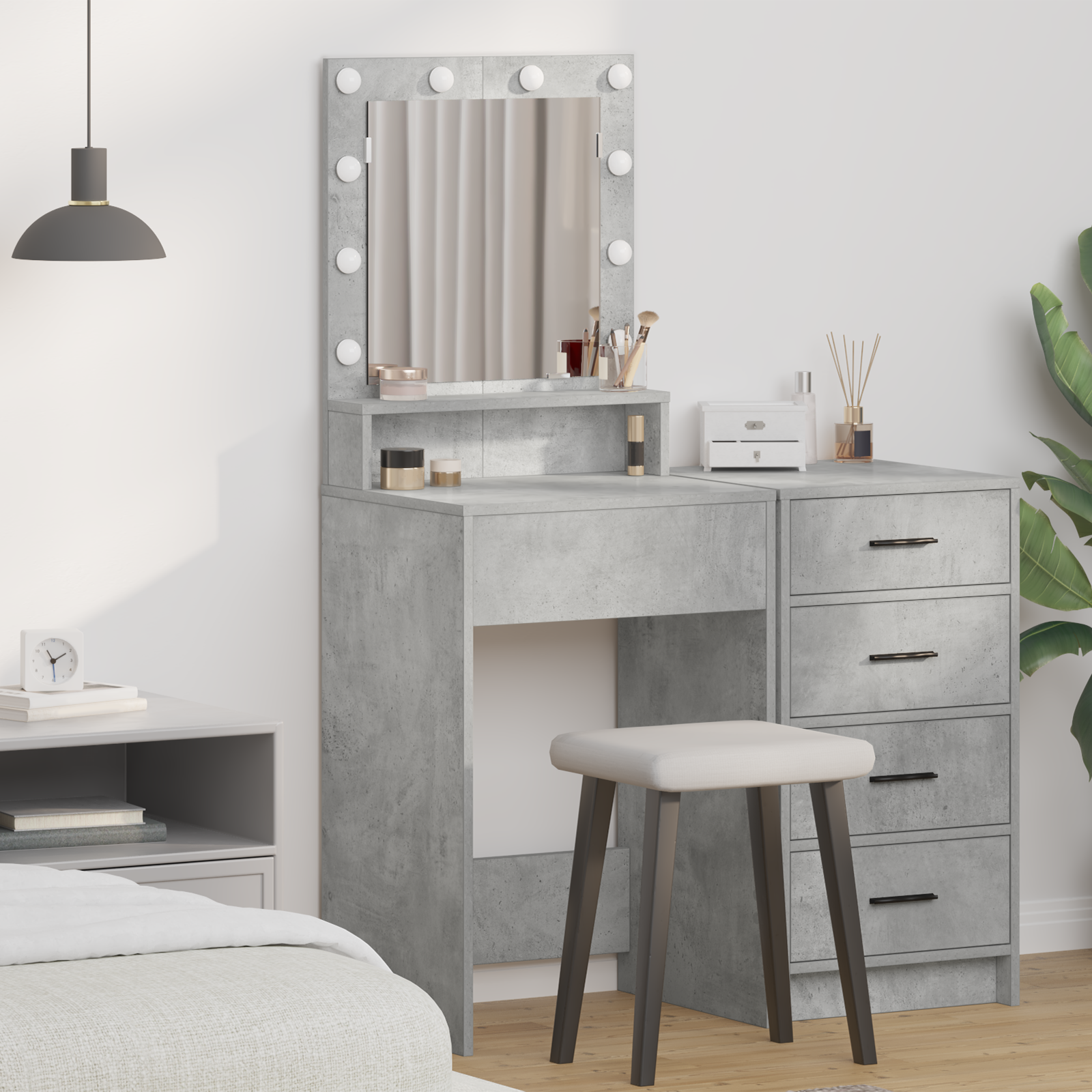 Toletta  con luci LED Grigio Cemento 50x41x135 cm