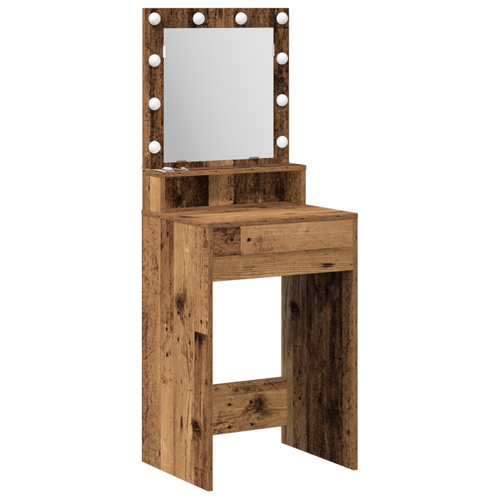 Tavolo da Toeletta con Luci LED - Legno Vecchio, 50x41x135 cm