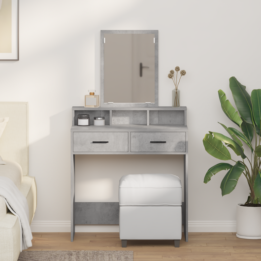 Tavolo da Trucco con Cassetti Grigio Cemento 79x41x140 cm