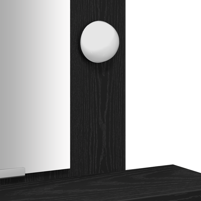 Tavolo da Trucco  con Luci LED Nero Rovere 50x41x140 cm