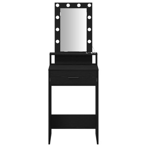 Tavolo da Trucco  con Luci LED Nero Rovere 50x41x140 cm