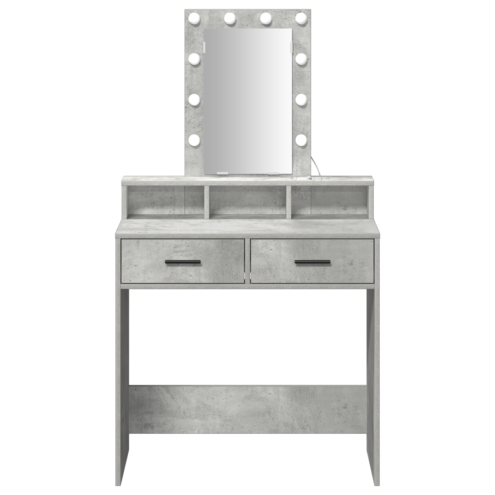 Tavolo da trucco vitaXL con luci LED Grigio cemento 79x41x140 cm