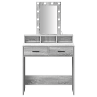 Tavolo da trucco con luci LED Grigio Sonoma 79x41x140 cm