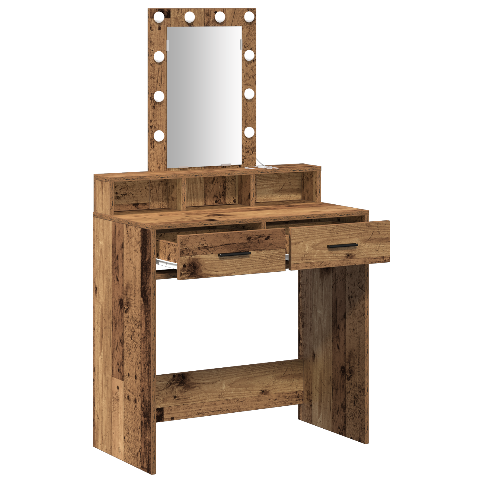Toeletta con luci LED - Stile legno vintage, 79x41x140 cm