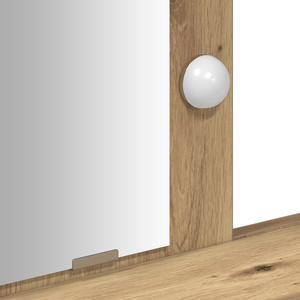 Tavolo da trucco  con luci LED in Rovere, artigianale, 79x41x140 cm