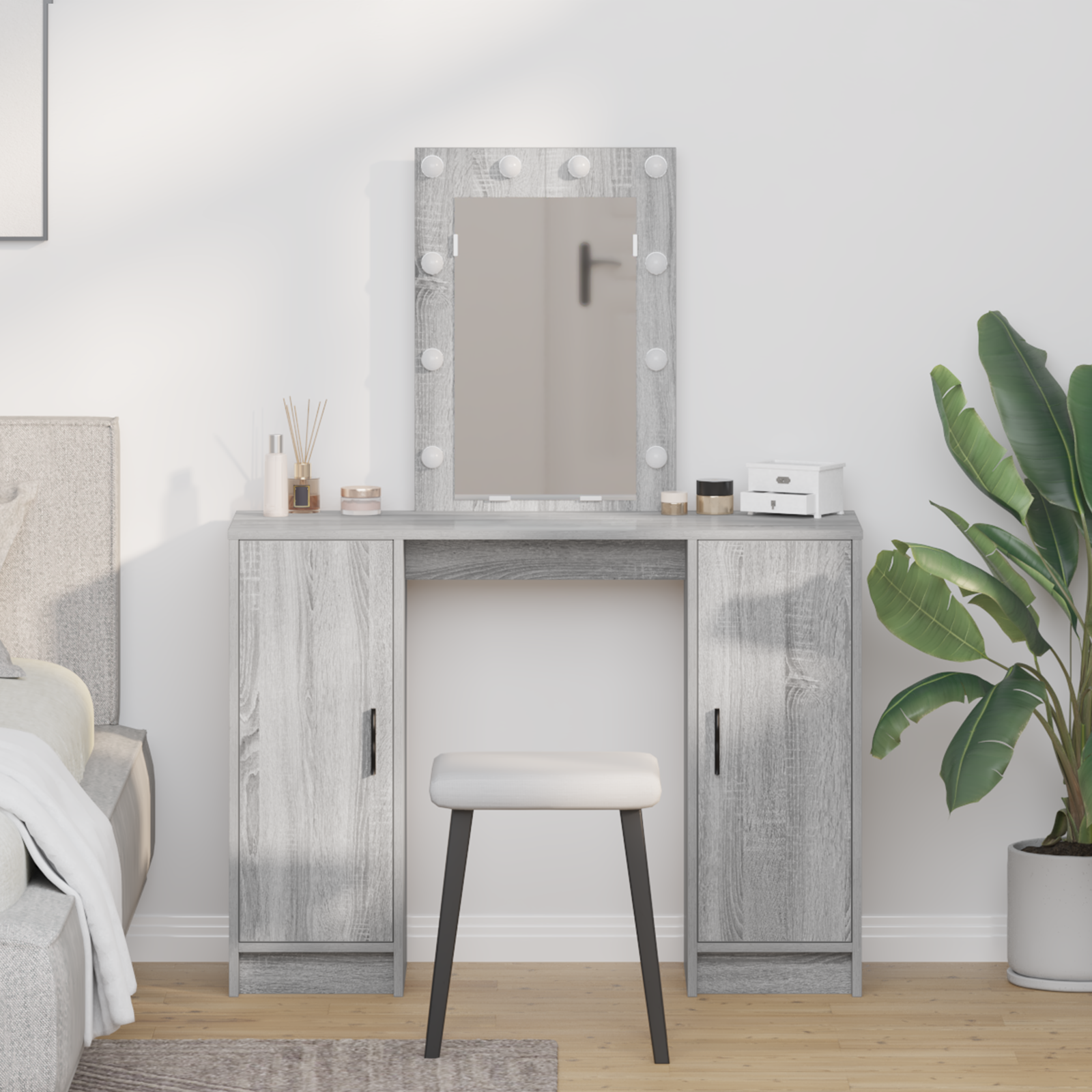 Tolette  con luci a LED Grigio Sonoma 102x33x135 cm