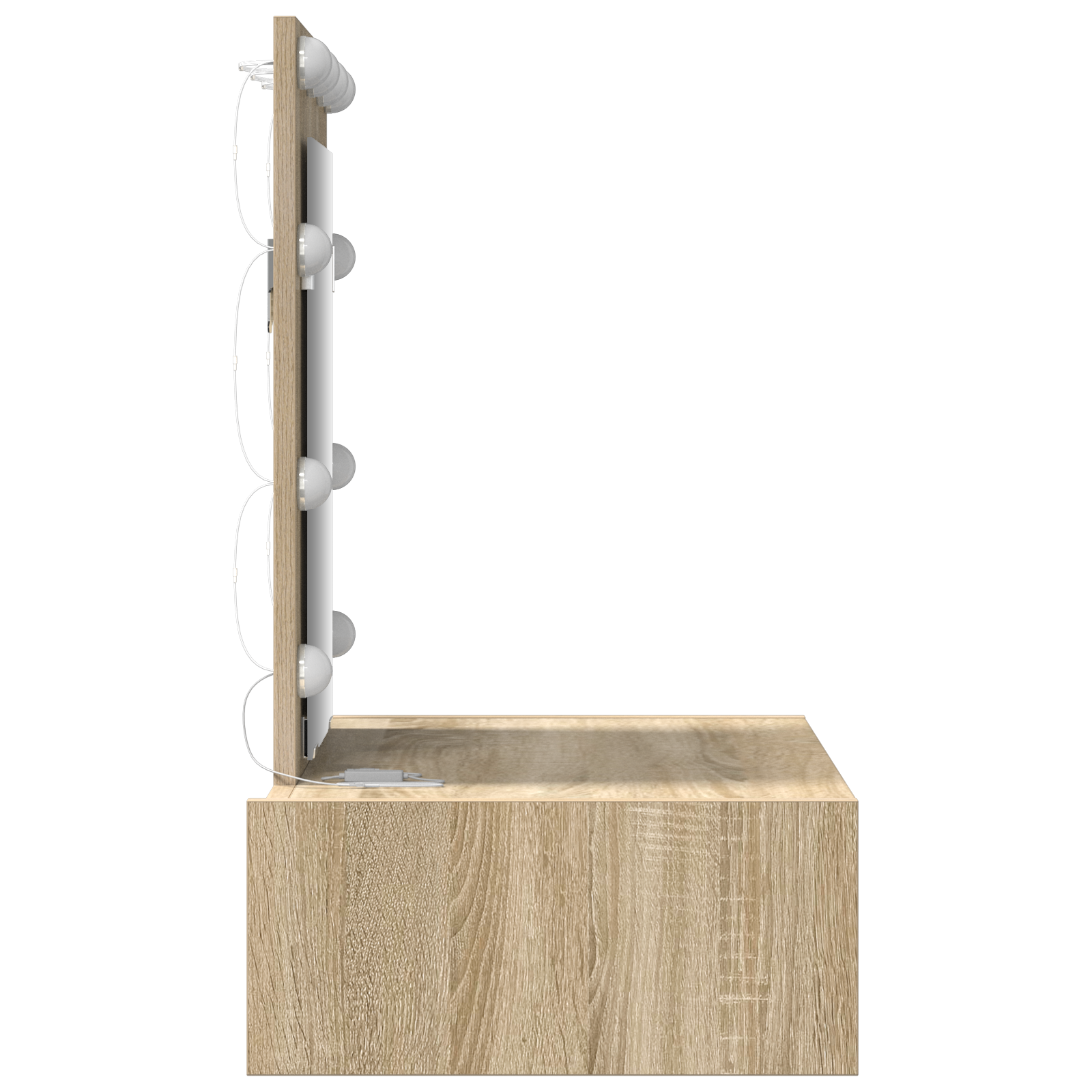 Tavolo da Toeletta a Muro con Luci LED Rovere Sonoma