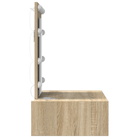 Tavolo da Toeletta a Muro con Luci LED Rovere Sonoma