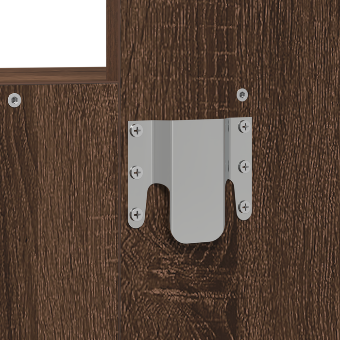 Tavolo da trucco sospeso con luci LED in rovere marrone