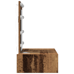 Toeletta da Appendere al Muro con Luci a LED Legno Antico