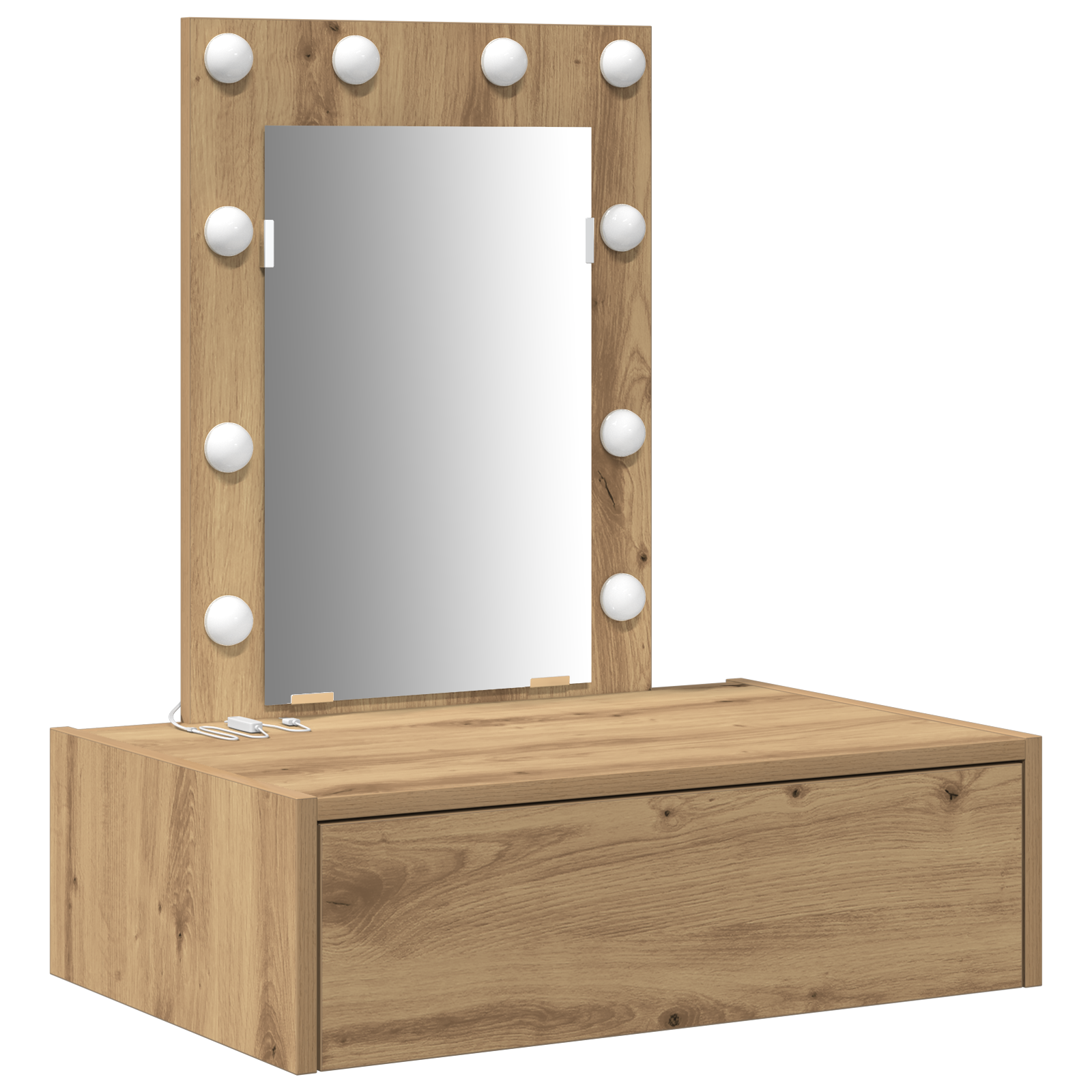 Tavolo da toeletta sospeso con luci LED - Rovere artigianale