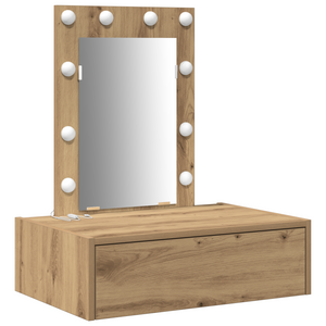 Tavolo da toeletta sospeso con luci LED - Rovere artigianale