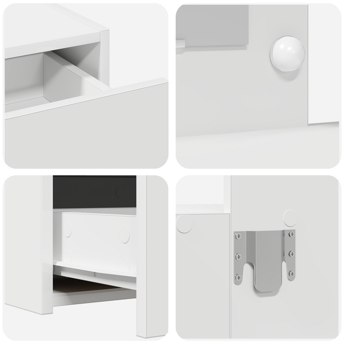 Tavolo da Toeletta Appeso al Muro con Luci LED - Bianco