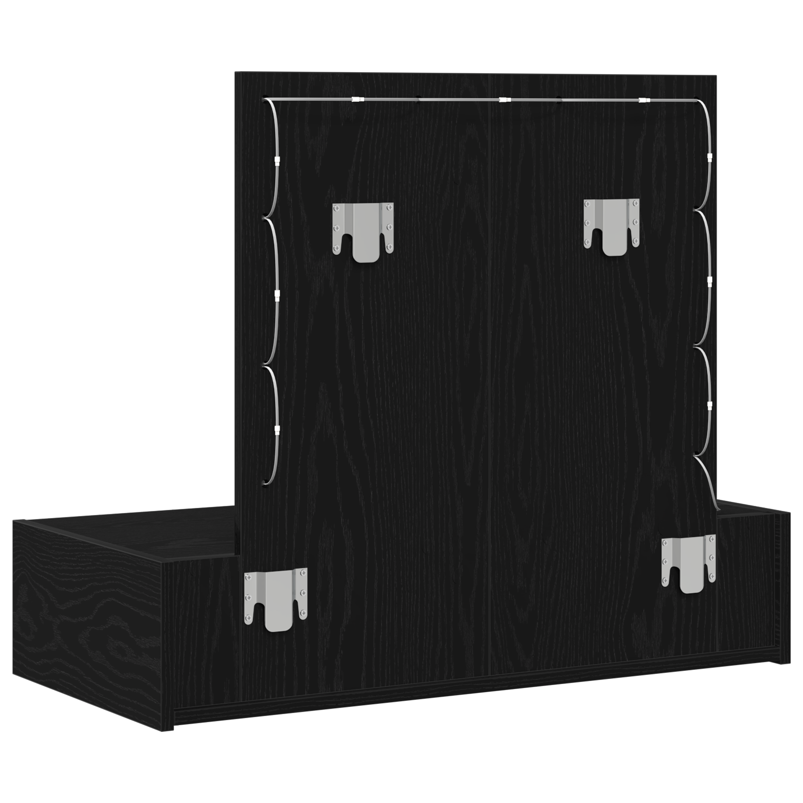 Tavolo da Toeletta a Muro con Luci LED in Quercia Nera