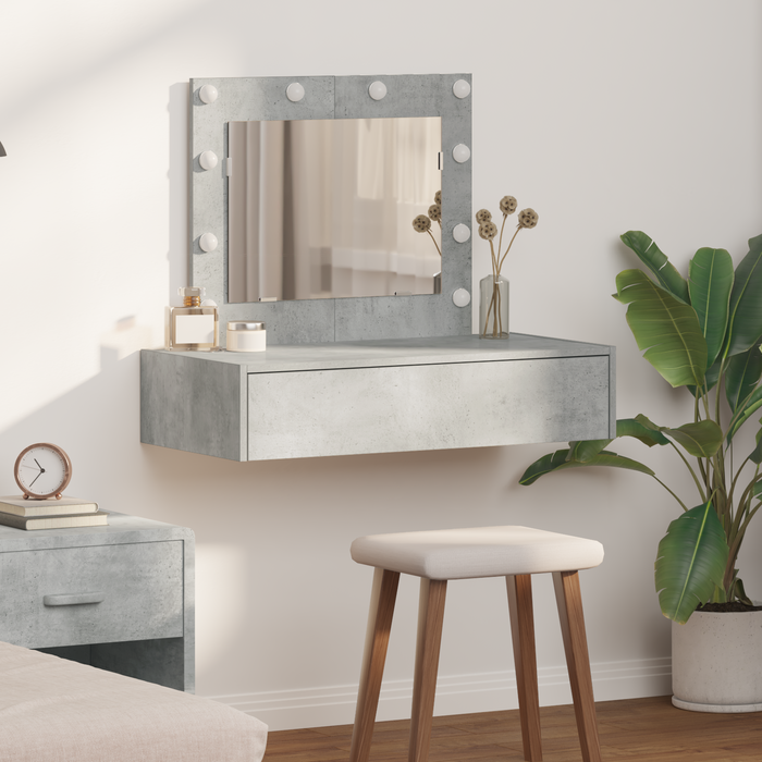 Toeletta a Muro con Luci LED - Grigio Cemento