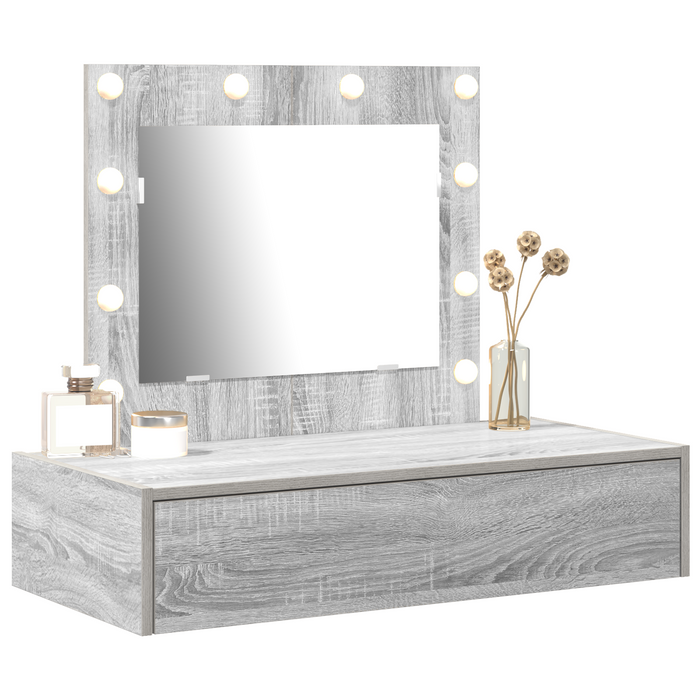 Toeletta da parete con luci LED Grigio sonoma