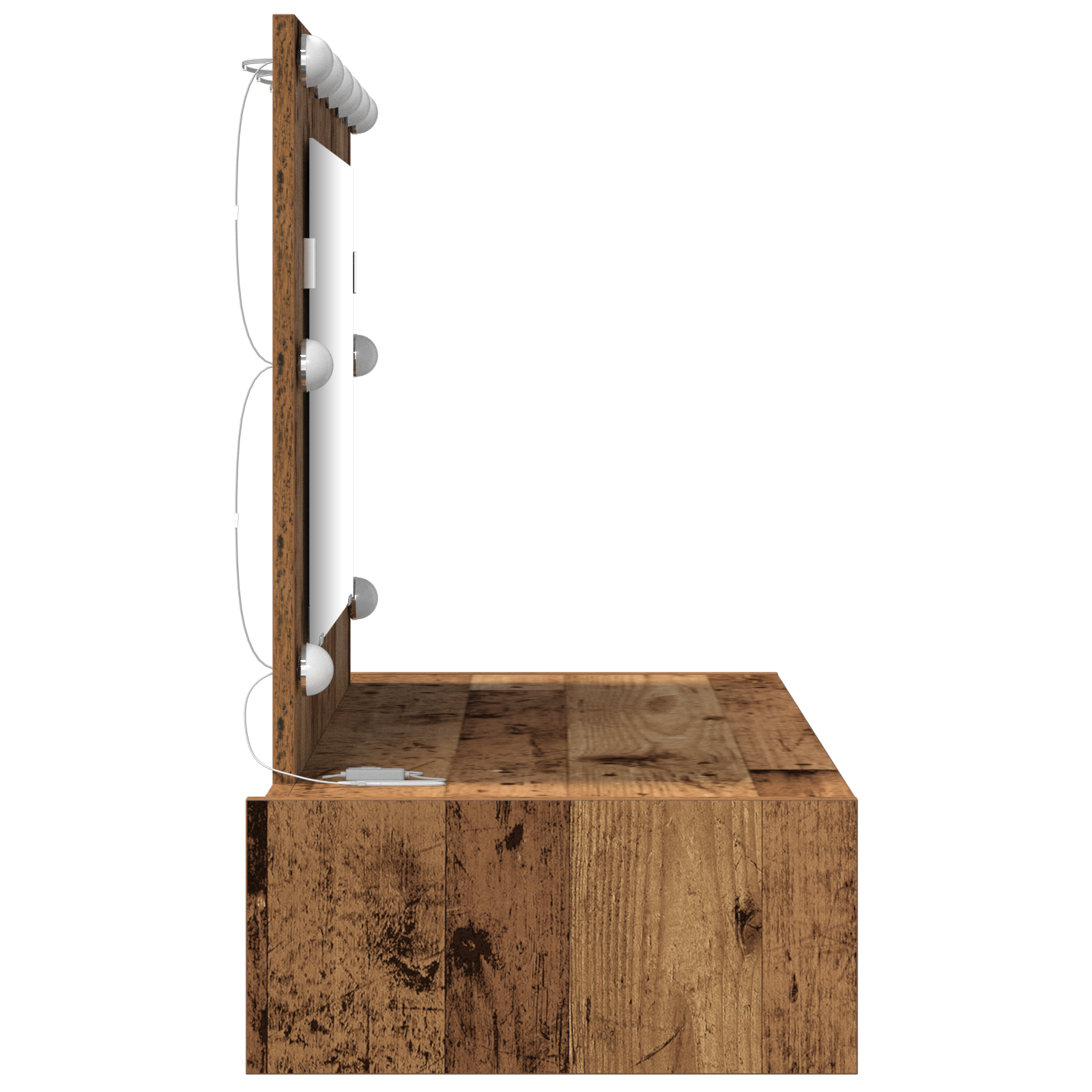 Tavolo da Trucco da Muro con Luci LED Legno Antico