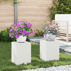 Supporti per Piante da Esterno Pillar 2 pcs Bianco 24x24x35 cm Acciaio