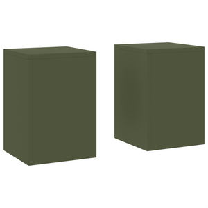 Supporti per Piante da Esterno Pilastro 2 pcs Verde Oliva 24x24x35 cm Acciaio