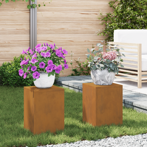 Supporti per Piante da Esterno Pillar 2 pz 24x24x35 cm Acciaio Corten