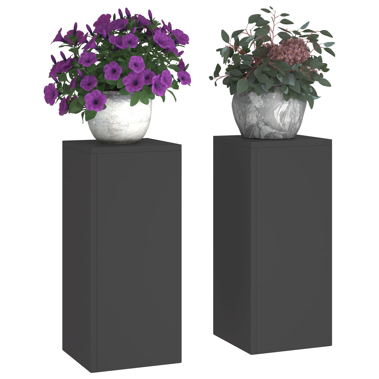 Supporti per Piante da Esterno Colonna 2 pz Nero 24x24x55 cm Acciaio