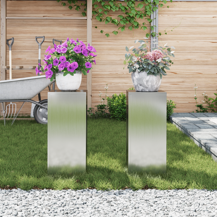 Supporti per Piante da Esterno Set 2 pz 24x24x55 cm Acciaio Zincato