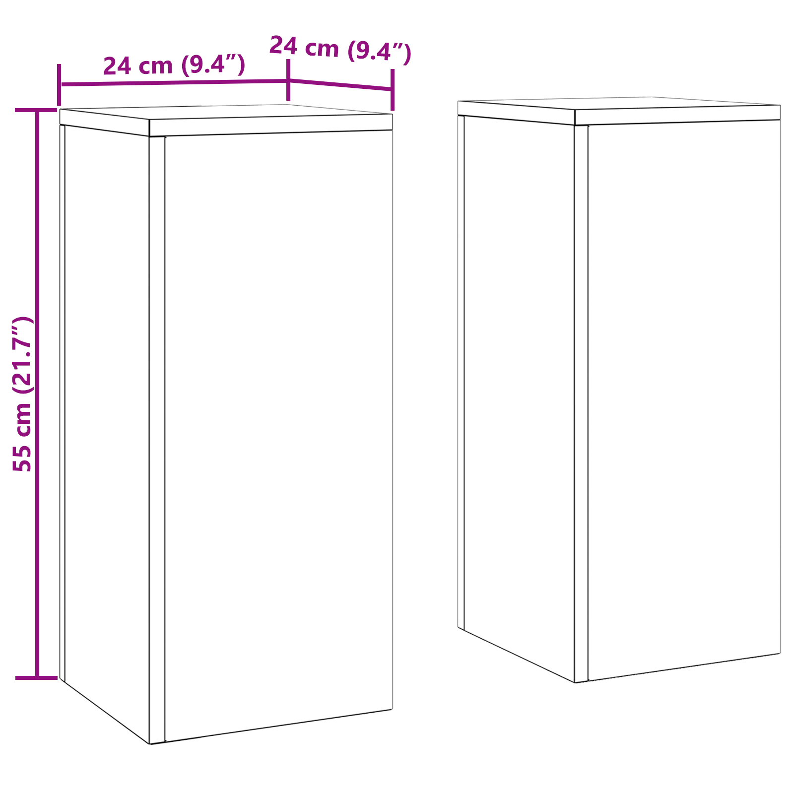 Supporti per Piante da Esterno Set 2 pz 24x24x55 cm Acciaio Zincato