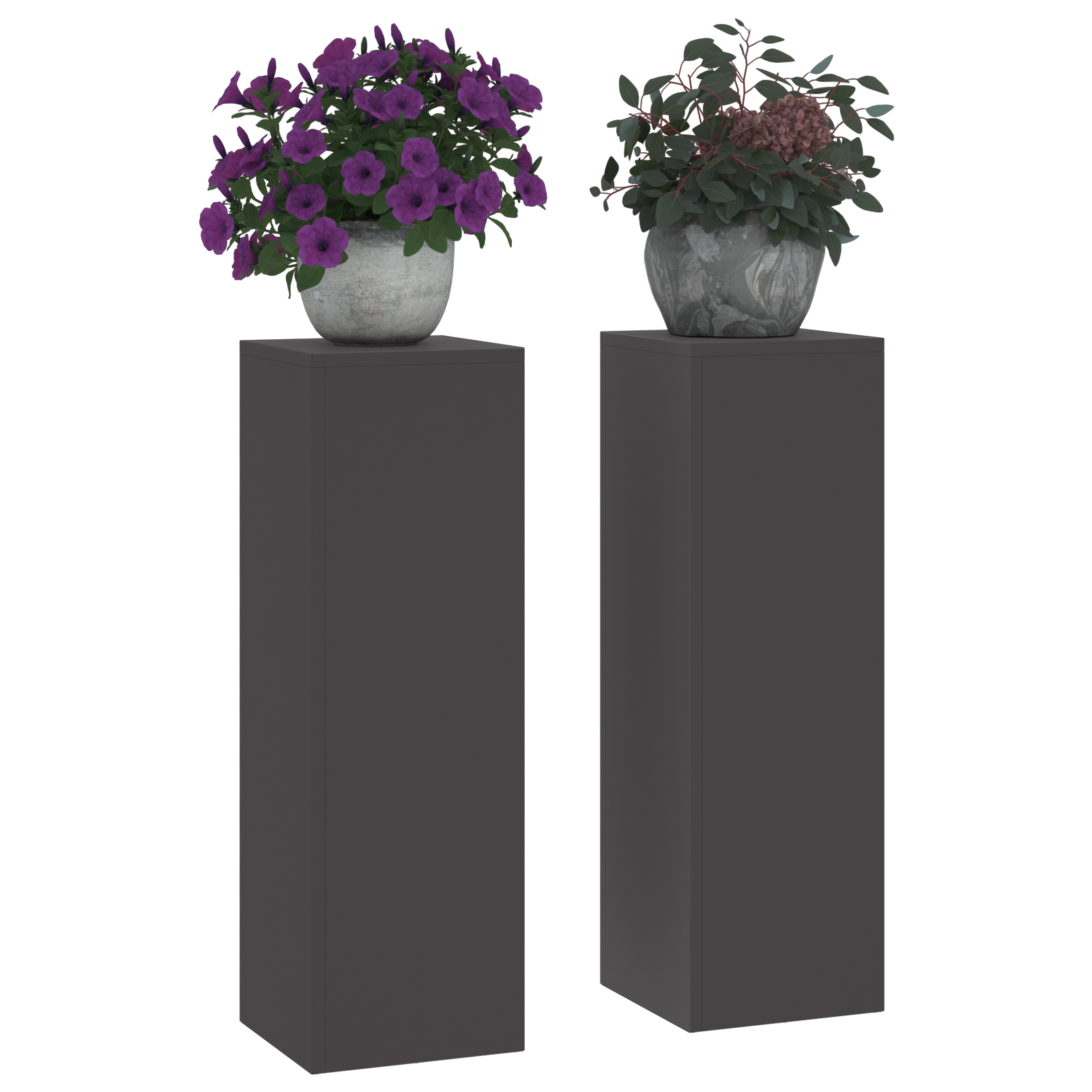Supporti per Piante da Esterno Pillar 2 pz Nero 24x24x75 cm Acciaio