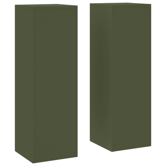 Supporti per Piante da Esterno Pillar 2 pcs Verde Oliva 24x24x75 cm Acciaio