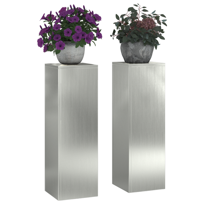 Supporti per Piante da Esterno Pillar 2 pcs 24x24x75 cm Acciaio Zincato