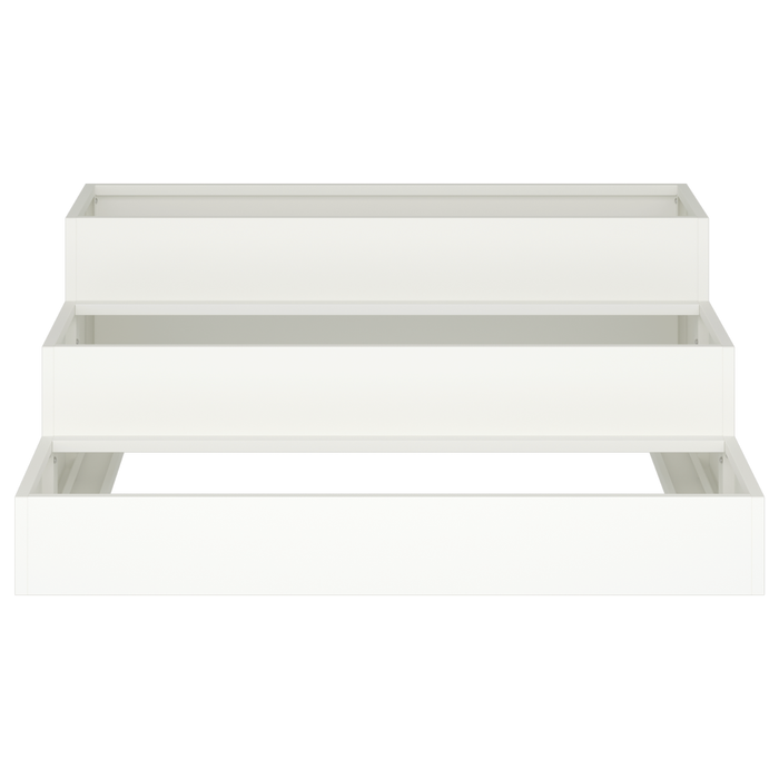Fioriera da Giardino 3-Livelli 90x90x35 cm Bianco Acciaio