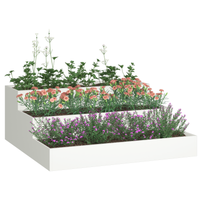 Fioriera da Giardino 3-Livelli 90x90x35 cm Bianco Acciaio