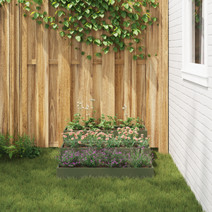 Fioriera da Giardino a Tre Piani 90x90x35 cm Verde Oliva Acciaio