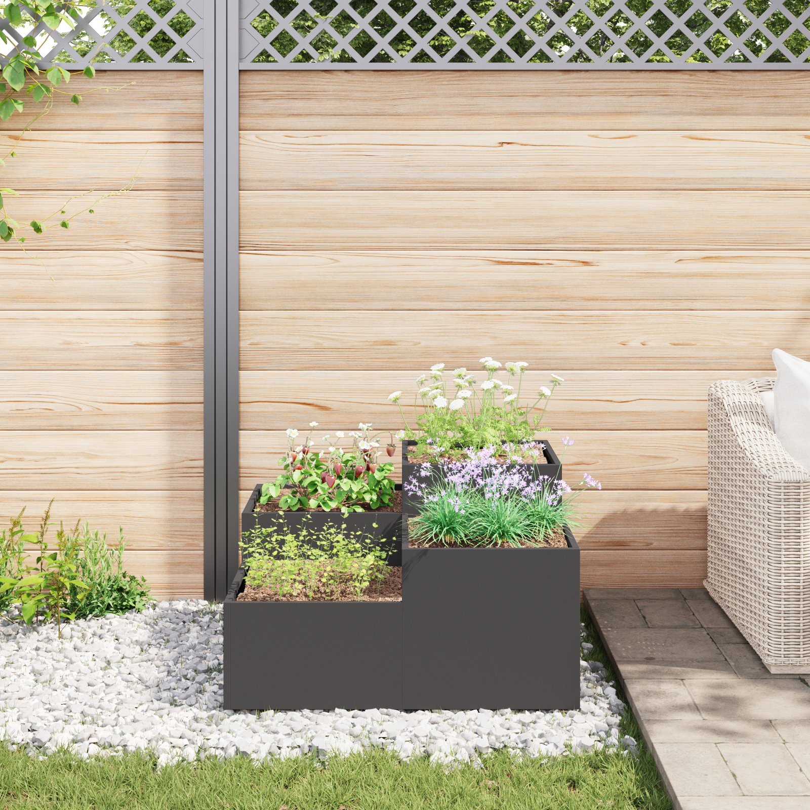 Fioriera da Giardino 80x80x48 cm Acciaio Nero